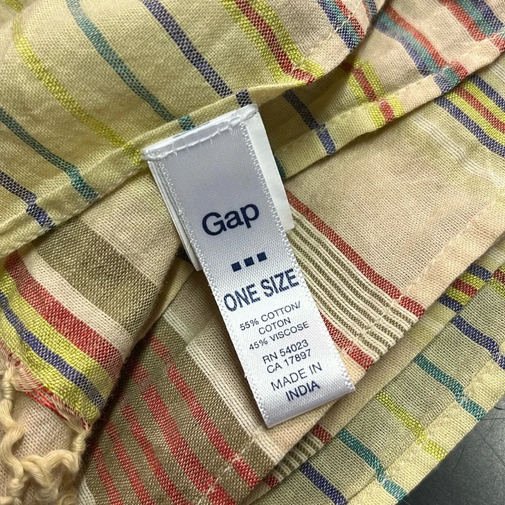 Gap Multicolor Striped Cotton Blend Lightweight Fringe Scarf